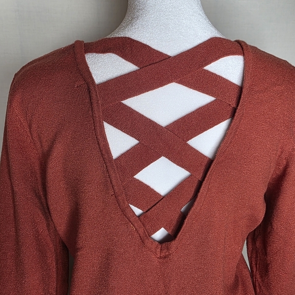 99 Jane Street Womens Burnt Orange Sweater Open Back Size Medium - Picture 4 of 8